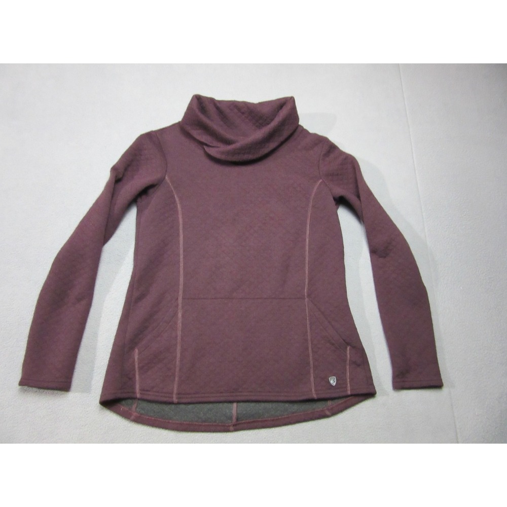 Kuhl Sweater Womens Small Red Burgundy Wool Blend Quilted Cowl Neck Pullover